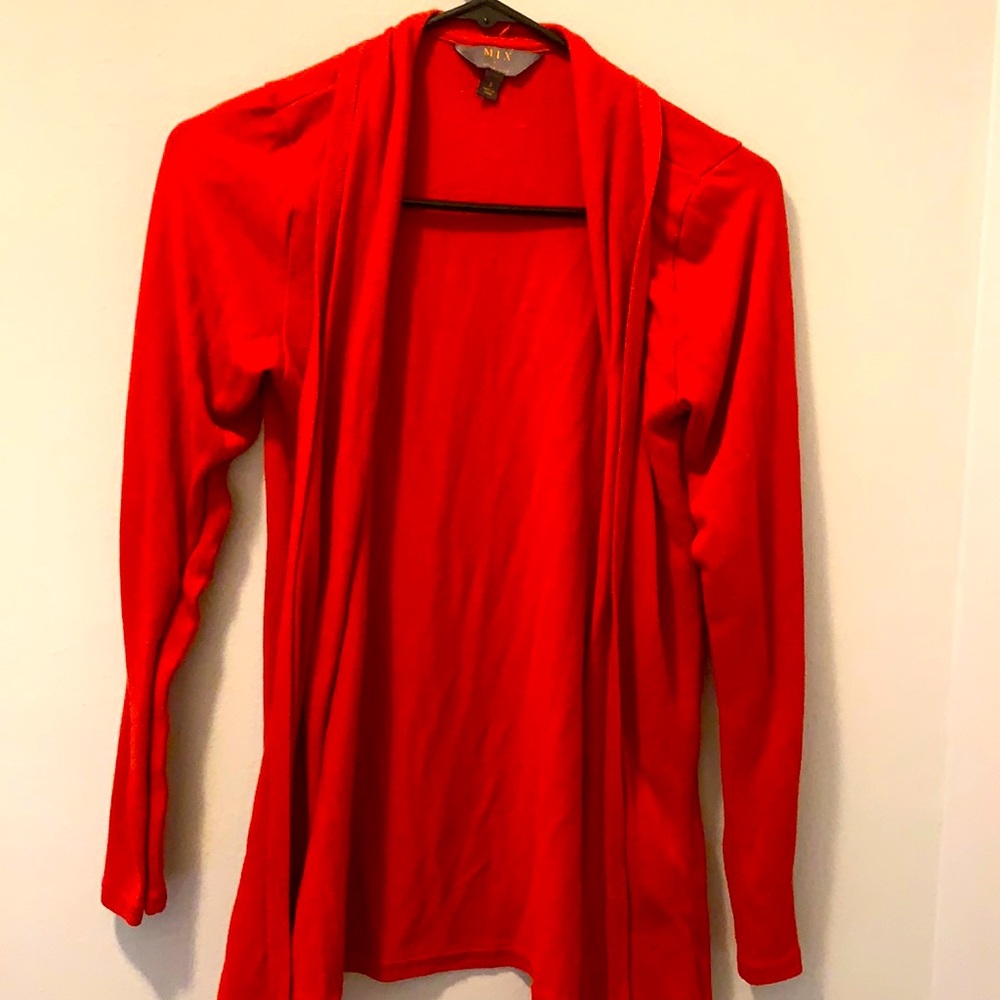 MIX by 41 Hawthorn burnt orange cardigan with open front, size S,polyester blend
